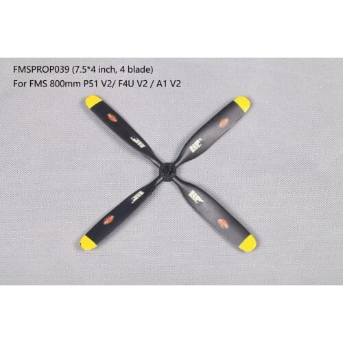 FMS 800mm Mini P51 P47 F4U A1 V2 Propeller 7.5*4 4 blade FMSPROP039 RC Airplane Aircraft Model Plane Spare Parts Accessories