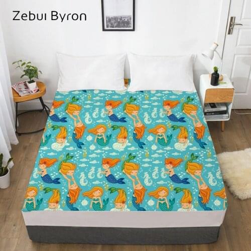 3D Cartoon Fitted Sheet for kids/baby/children,Bed Sheet With Elastic Queen/King/Custom,Mermaid Mattress Cover 150/180/160x200