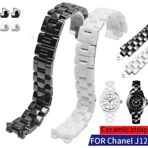 6MM 7.5MM For J12 ceramics wristband high quality womens mens watch strap Fashion bracelet black white 16mm 19mm