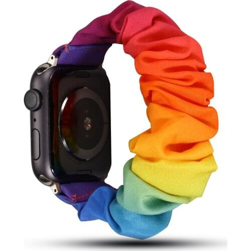 Scrunchie Strap For Apple watch bands 40mm 44mm 42mm 38mm Elastic Nylon bracelet Solo Loop band Correa for iWatch 5 4 3 se 6
