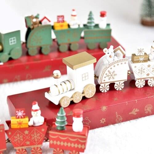 Christmas Ornaments Wooden Christmas Train Elk Santa Claus Diy Assembly Window Decoration Childrens Day Gifts