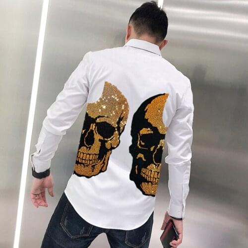 Super Short Diamond Double Side Shantou Exago Design New European Mens Shirt Slim M-5XL Long Sleeve