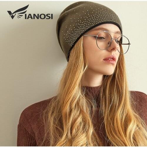 VIANOSI Fashion Winter Knitted Hat for Women Slouchy Beanie for Girls Skullies Cap Brand Wool Hats Gorras Mujer