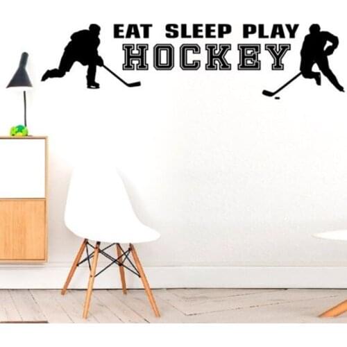 Eat Sleep Play Hockey Wall Stickers for Game Sport Quotes Art Decor Vinyl Decals Background Wallpaper Poster Murals YY104