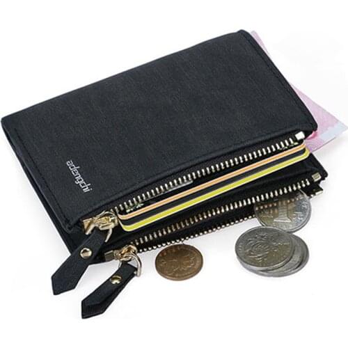 Vintage Men Double Zipper Wallet RFID Theft Protect Coin Bag Short Luxury Mens Purses Magic Card Holders Wallets for Men Money