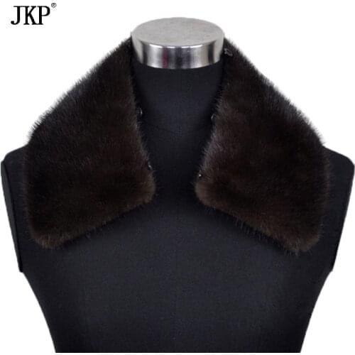 Winter Real Fur Collar 100% Genuine Mens Mink Fur Collar Scarf Cap Quality Fur Collar