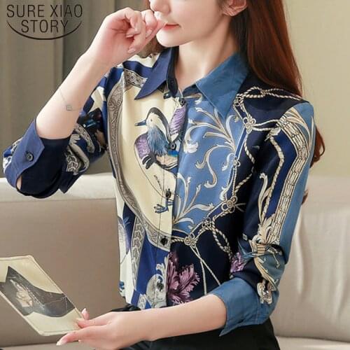High Quality Clothes Vintage Long Sleeve Silk Blouse Women Spring Fashion 2021 Office Lady Shirt Loose Plus Size Tops 8425 50