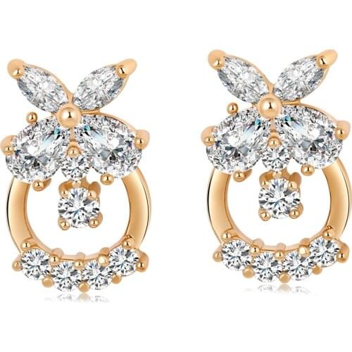 Love & Annie White Cubic Zirconia Flower Stud Earrings Exquisite Circle Small Earring Romantic Gift Cute Earrings for Women