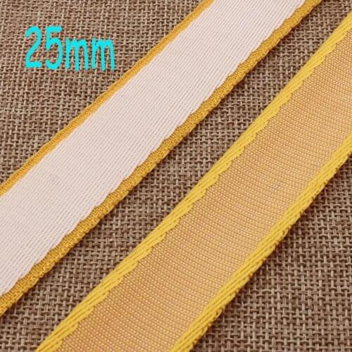 1" Smooth webbing Yellow White Striped Webbing Ribbon Belts Tape Bag Handle Bag Purse Straps webbing buckle 25mm