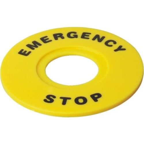 10pcs 60mm(OD) x 22mm(ID) Yellow Emergency Stop PushButton Switch Accessory Warning Legend Label Mark Round Ring Plate