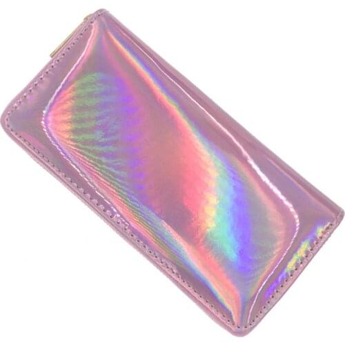 2019 Women Holographic Wallet Women Fashion Clutch Long Purse Wallet Ladies Card Holder Organizer with Zipper Money Purses