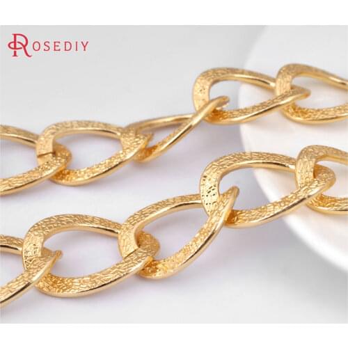22976)1 meter Single link 26.5x21MM Oxidation Gold Color Aluminum Embossed Extended chain Diy Jewelry Findings Accessories