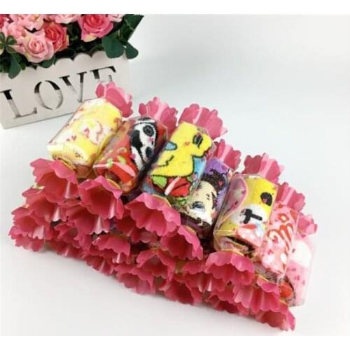 50pcs/lot Cotton Baby Towels bath Towel Handkerchief Bathing Feeding Face Washcloth Wipe Wedding Gifts Candy shape packing