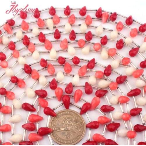 5x10mm Faceted Teardrop Coral Bead Natural Stone Loose Beads For DIY Women Necklace Bracelets Earring Pandant Jewelry Making 15"