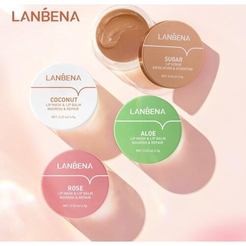 6.5g LANBENA Rose/Brown Sugar Scrub/Coconut Oil/Aloe Vera Lip Mask 4 Styles lip scrub lip cream exfoliante