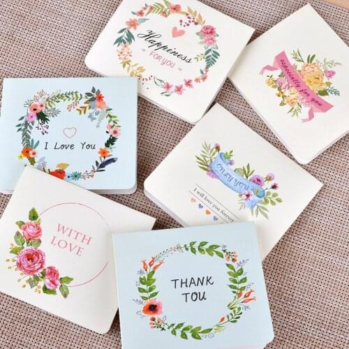 6Pcs/Pack Flower Love Kids Greeting Cards Birthday Cards Cute Happy Birthday Metallic Thank You Cards 2020 New Style