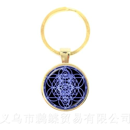 Mandala Parrern Keychains OM Yoga Glass Pendant European And American Jewelry Best Gift For Friends Key Holder