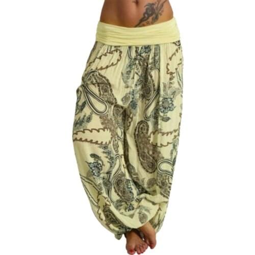 Women Pants Boho Paisley Print Ankle Tied Baggy Loose Pants Long Bloomers Trousers Womens Clothing брюки женские 2021