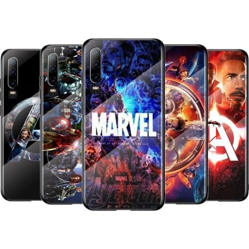 Marvel The Avengers For Huawei P40 P30 P20 P10 Pro Plus Lite 5G 2019 Tempered Glass Cover Shell Luxury Phone Case