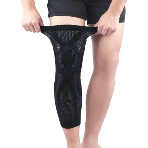 1Pcs Long Knee Pad Sleeve Fitness Running Cycling Anti-slip Breathable Knitted Leg Support Protector Outdoor Sportswear MK