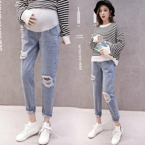 Maternity pregnancy jeans maternity jean pants for pregnant women Elastic waist Adjustable jean pregnant pregnancy clothes