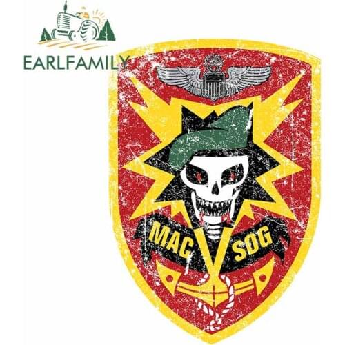 EARLFAMILY 13cm x 9.2cm for MAC SOG America Car Sticker Cartoon Windshield Personality Decal Bumper Waterproof Vinyl Car Wrap