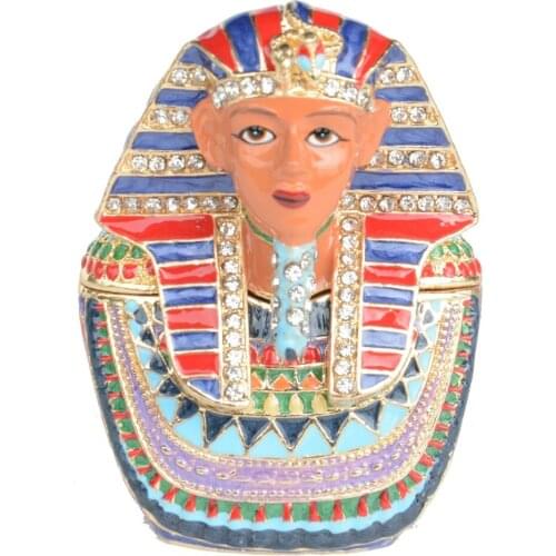 Egyptian Tutankhamun Pharaoh Trinket Box Egypt Style Tourist Souvenir Metal Crafts Vintage Desktop Decor
