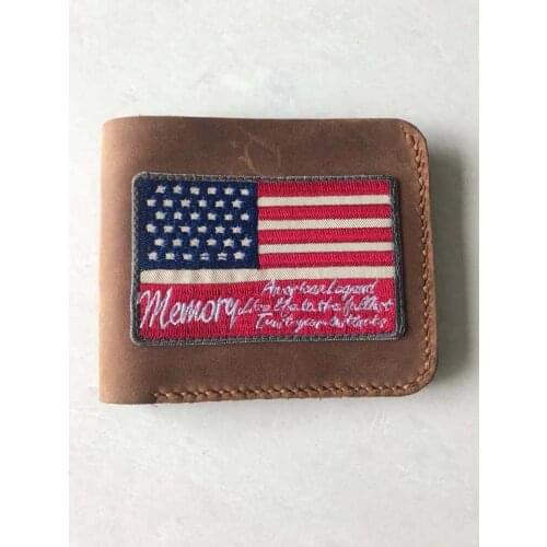 Classic Cowboy Genuine Leather Wallet Men Vintage Motorcycle Biker Purse Card Holder High Quality Cowhide Embroidery