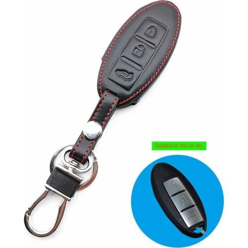 3 Buttons Car Key Leather Case For Nissan TEANA Qashqai Juke Key Protector Bag Car Cover Fob-styling auto Accessory