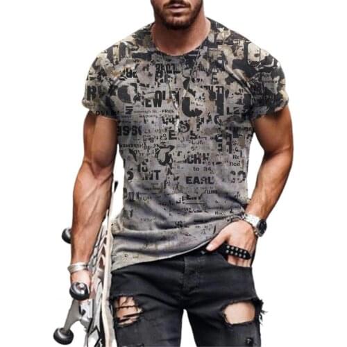 60%HOTMens T-shirt European and American street fashion pattern cotton blend super absorbent casual mens top suitable for dail
