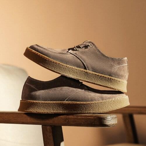 Yomior New British Vintage Men Casual Shoes High Quality Platform Cow Suede Loafers Men Designer Leather Shoes Fashion Sneakers