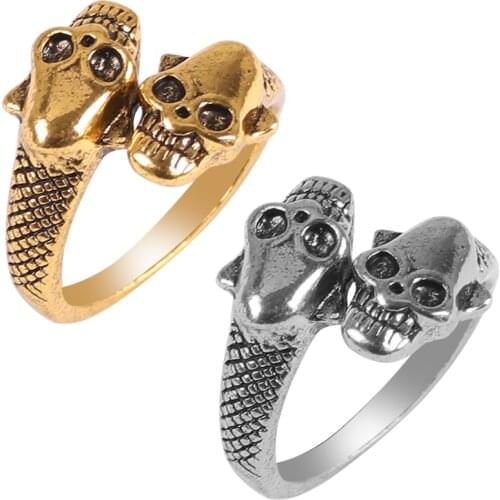 Personality Domineering Mens Ring Punk Style Skull Shape Opening Adjustable Stainless Steel Fashion Men And Women Jewelry Gift