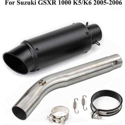 For Suzuki GSXR1000 K5 K6 2005 2006 Motorcycle Exhaust Tips Black Muffler Vent Pipe Mid Link Pipe Connect Pipe Set System