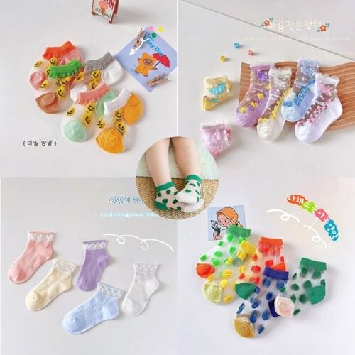5/6 Pairs/Bag Summer Baby Girls Cute Colors Sweet Lace Cartoon Flower Breathable Children Socks Lovely Soft Infant Kids Socks