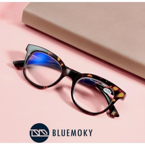 BLUEMOKY Vintage Cat Eye Anti Blue Light Reading Glasses Women Anti Glare Optical Computer Eyeglasses Frame Presbyopic Eyewear