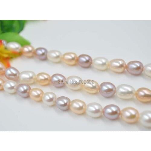 Wholesale 3 strands white pink purple rice freshwater pearl