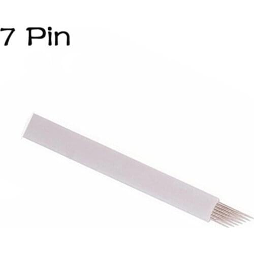Wholesale 500 pcs 7 pin microblading needle blades in Expiration date Lot No. for permanent makeup caneta tebori pen