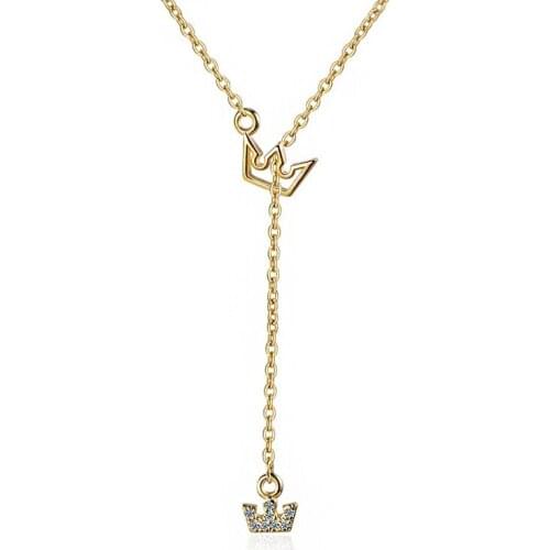 Exquisite Zirconia Crown Shaped Pendant Necklaces Gold & Silver Color Chain Link Choker Necklace Fashion Jewelry Gift For Women