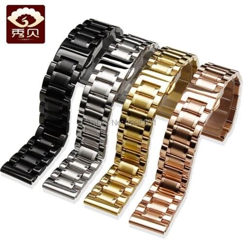 Classic Stainless Steel Watchband Silver/Gold/Black Bracelet 14 16 17 18 19 20 22 23 24mm Solid Band for Master L2 L4 Watch Sale