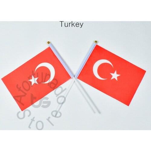Turkey 14*21cm 10pieces flag Banner Hand waving Flag National Flag for meet,Parade,party.Hanging,decoration