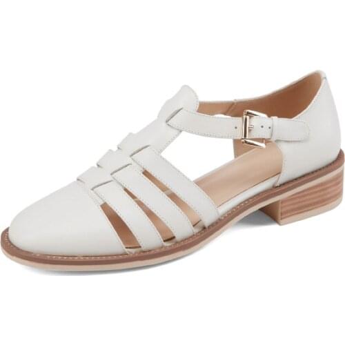 ZJVI Woman 2021 3.5cm Square Heels Sandals Shoes For Women Summer Cow Genuine Leather Sandal Ladies Beige Girls Casual work shoe