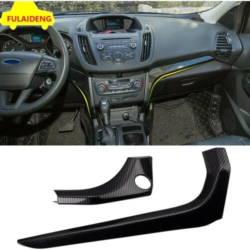 2PCS For Ford Kuga Escape 2017 2018 ABS Carbon style Interior Center Dashbaord Panel Cover Trim Car Styling
