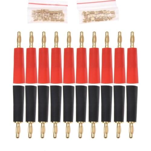 20PCS Banana Plug 4mm Gold Plated for HiFi Musical Audio Cable Wire Screw Metal Connectors with Heat Shrink Tubing Set