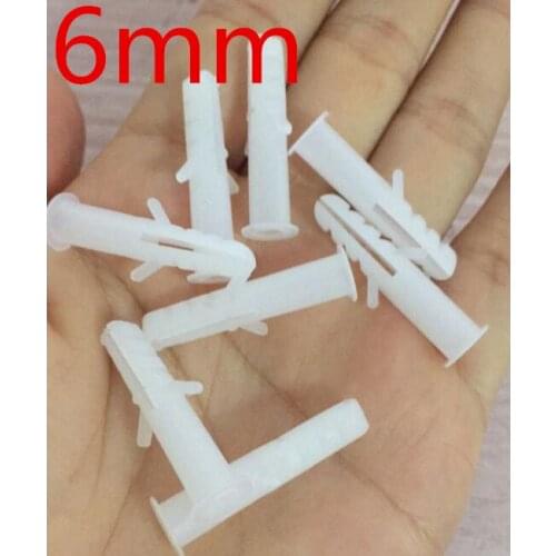 6mm White Sleeve Nylon Screw Bolts Plastic Plug Expansion Tube
