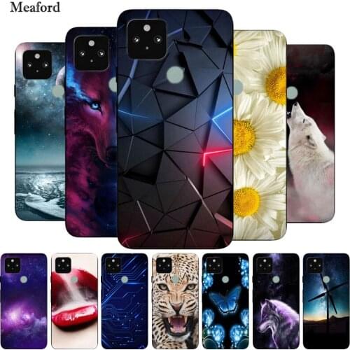 For Google Pixel 5 Case Black Bumper Silicone TPU Soft Phone Cover For Google Pixel 5 Case Cartoon Funda for Google Pixel5 Case