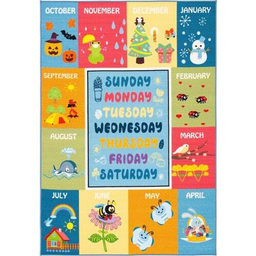 Childrens Playhouse Series Machine Washable Nursery Playroom Bedroom Carpet, 5ft 9in X 9ft 8in, Blue/green Tapetes De Sala