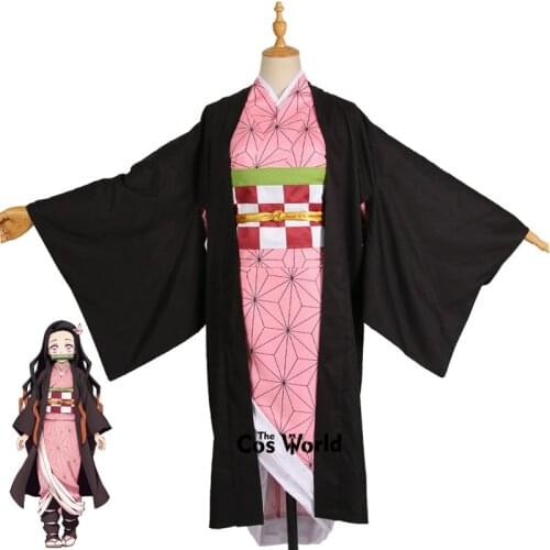 Demon Slayer: Kimetsu no Yaiba Kamado Nezuko Kimono Yukata Dress Uniform Outfit Anime Cosplay Costumes