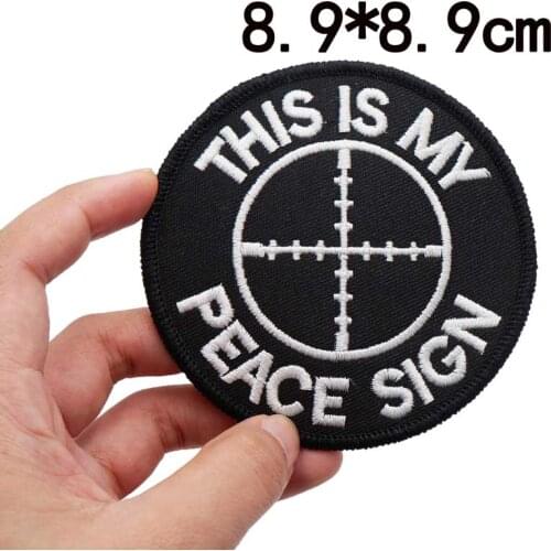 This Is My Peace Sign Patch Embroidered Applique Sewing Label Punk Biker Patches Clothes Stickers Apparel Accessories Badge