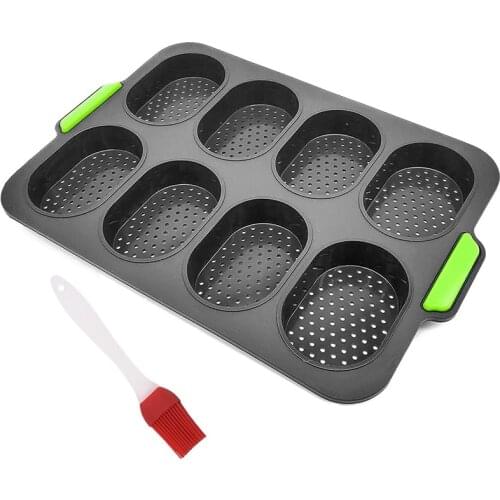 Bread Roll Baking Mold,Bread Crisping Tray,Non Stick Silicone 8 Grids Mini Baguette Baking Tray for Kitchen Baking Tools