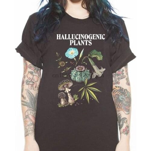 Unisex Hallucinogenic Plants T-Shirt Hipsters Vintage Fashion Mari Juana Mushroom Tee